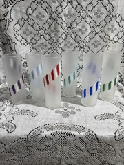 Vintage Libby Glass Candy Stripe Tom Collins Glasses Set Of 6 MCM