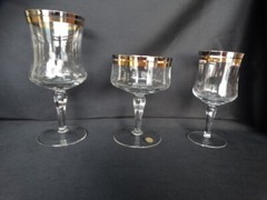 Unknown Maker UNK4693 Blown Clear Glass Platinum Gold Band Tall Champagne VGUC