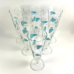 Vintage Federal Glass MCM Atomic Amoeba Boomerang Pilsner Beer Glasses Set of 6