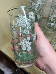 Granny/Cottage Style Set of 4 Noritaki 12Oz Glasses Forget me not Flowers 6.25”
