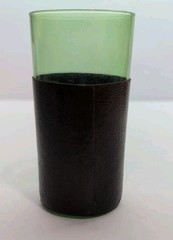 Vintage Barware Green Glass Leather Wrapped MCM Replacement