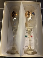 NWT Set Of 2 Pair Of Franco Vetretie Crystal Made In Italy Champagne Glasses
