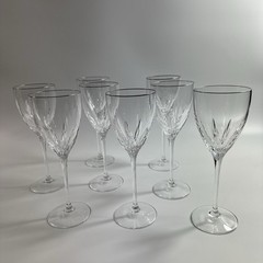 Lenox Firelight Platinum rim Crystal Water Goblets Wine Glasses 8 5/8″ Set of 8
