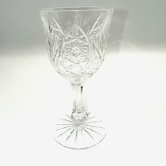 Cut Crystal WINE GLASS 5″ Bohemian Czech Vintage Elegant Heavy Replacement