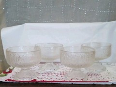 Vtg Indiana Glass Crystal Ice Sherbet Or Champagne Footed Glasses Set Of 4 MCM