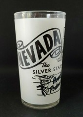 Vintage Hazel Atlas Nevada State Souvenir Glass White and Black