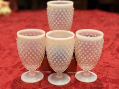 1930/40s Vtg Duncan Miller Pink Opalescent Hobnail Footed Tumbler Glasses 4 Pc