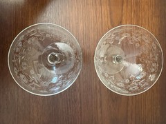 Crystal Etched Art Deco Coupe Champagne Sherbet Glasses 5-1/4” X 4 Set Of 3