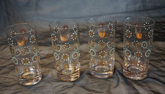 4 DOROTHY THORPE MCM ATOMIC STAR BURST SINCLAIR GLAMA GOLD HIGHBALL GLASSES