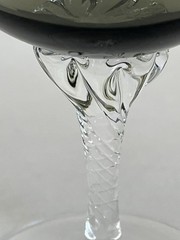 Vintage Sasaki Cocktail Glasses Smoky Gray with Twist Stem Set of Eight