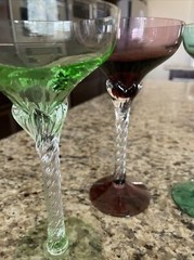 Champagne Sherbet Glasses in Jewel tone Colors with Icicle Twist Clear Stem (7)