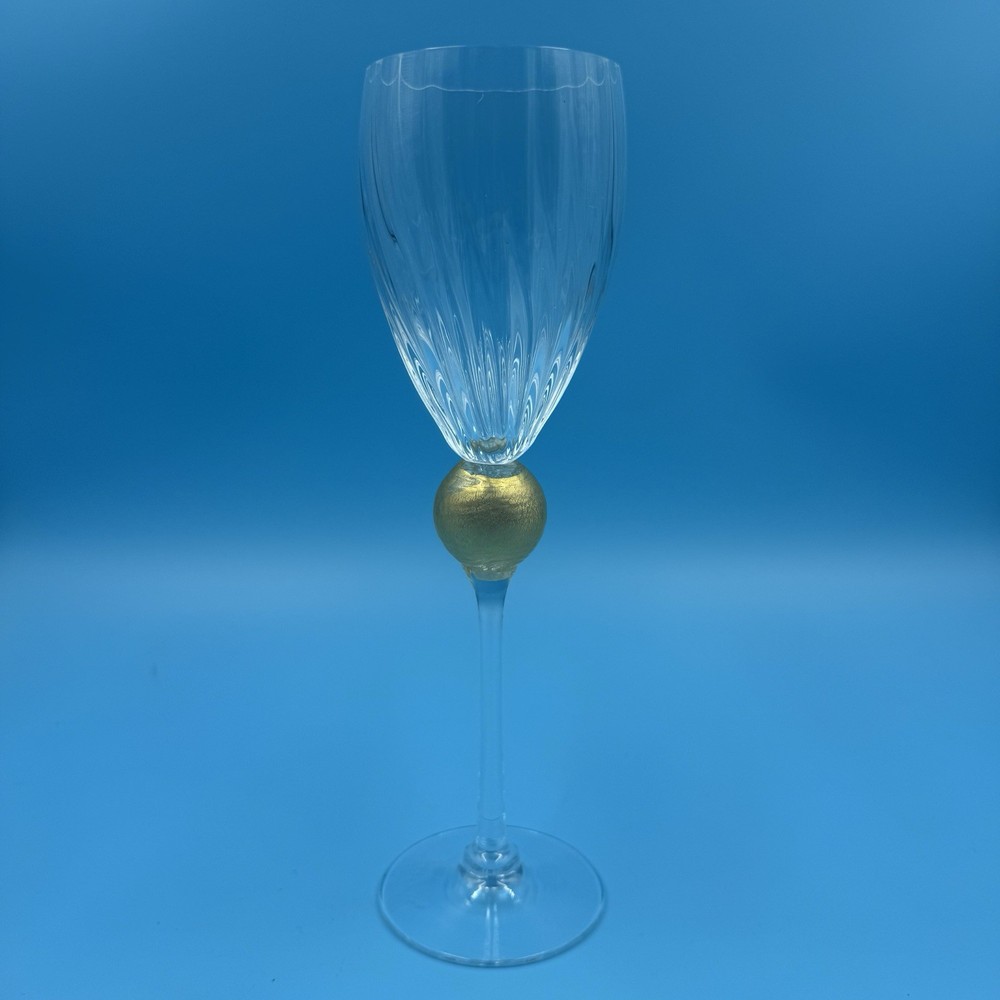 One Union Street Gold Ball Stem Wine Glasses 9.5” Signed Vintage 24k Gold Wine