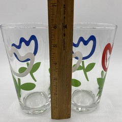 Libbey 1970’s Tulip Matisse Flower Glasses Tumblers Set Of 2 Vintage