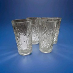 Vintage Libby USA Hobstar 6” Tall 16 oz. Highball Drinking Glasses Set of 4