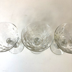 Glass Stemmed Sherbet Glasses With Dimpled Clear Polka Dot Pattern Set of 4
