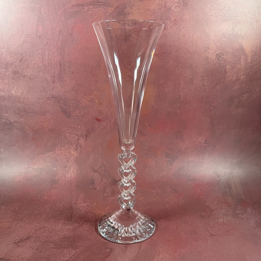 Stylish Single French Crystal D’Arques Champagne Glass With Hearts Stem