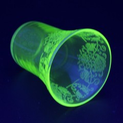 Hazel Atlas Florentine 2 Green 5oz Flat Tumbler, Vintage Depression Glass 3 1/2″