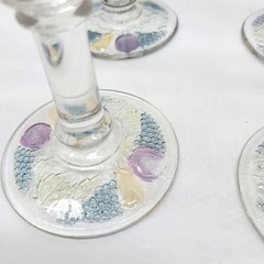 Westmoreland Della Robbia Flashed Champagne Sherbert 6 Glasses 4 3/4″TX3 5/8″D