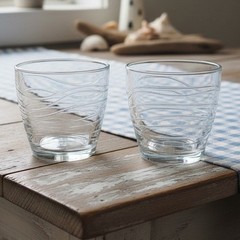 Libbey Orbita Old Fashioned Glasses, Set of 2, Replacement Wave Pattern Tumblers