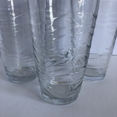 Vintage Libbey Orbita Waves Clear Glass Tumblers 16 Oz Set of 4