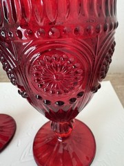 The Pioneer Woman Adeline Ruby Red Embossed Goblets Glasses 12oz Set of 2