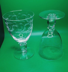 Heisey Glass Lariat Water Goblet with Moonglo Cutting – set of 2