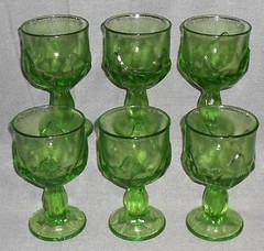 MID CENTURY Set (6) Franciscan CABARET PATTERN Green WATER STEMS