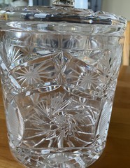 Vintage Heavy Cut Leaded Crystal Cookie, Biscuit, Candy Jar With Lid 8” Tall