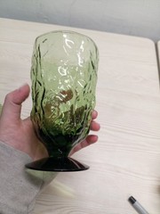 VTG Set of (4) Seneca Driftwood In Avocado Green Footed Tumbler Glasses
