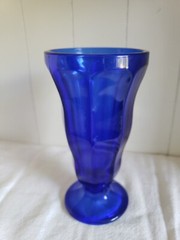 Anchor Hocking Vintage Cobalt Blue Glass Parfait Fountain Glass Tumbler Vase