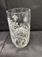 Set of 8 ~ Anchor Hocking «WHITE DAISY» Glass Tumblers ~ 12 1/2 oz. ~ 5″ Tall