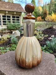 MCM Ombre Earthy Brown Beige Carafe Pitcher Gold Handle Cork Topper