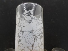 Set of 8 Libbey Raised Icy Lace Garden Tumblers Glasses with Holder