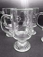 Princess House Heritage Crystal Glass Irish Coffee Mug Cup Complete Set of 4