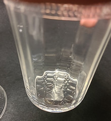 Pair of Clear Depression Glass 8oz Tumblers – Pillar Optic, Stippled Band