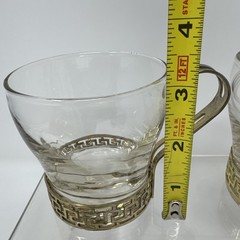 Vintage MCM Libbey Gold Greek Key Continental Glass Coffee Cups Mugs – Set of 2