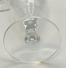 2 Antique Etched Wheat Pattern Clear Glass Wine Glasses Flutes Hand Blown