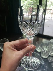 (3) Wine Glasses 6-7/8″ Goblets, Cut Clear Crystal Edinburgh Montrose Signed