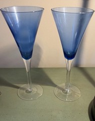 Vintage Cobalt Blue Champagne￼ Glasses, Set of 4, Mid Century Stemware