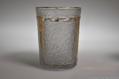 c 1914 No 722 AKA LORRAINE by New Martinsville FROSTED COLORLESS w/GOLD Tumbler