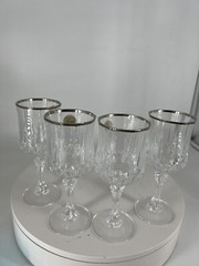 Platinum Rim Crystal Wine Glasses Cristal D’Arques 7.5 Oz Used In Original Box