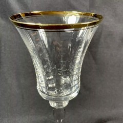 4 MIKASA Jamestown Wine Goblets Glasses Gold Trim Crystal FLUTED 9 1/4” Tall