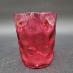 Vintage c.1960 L.G. Wright Cranberry Red Inverted Thumbprint Juice Glass Tumbler