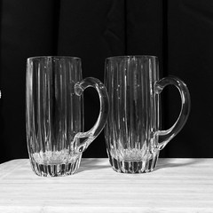 Set Of 2 MIKASA PARK LANE BEER STEIN MUG, Cut Lead Crystal 7″ Long