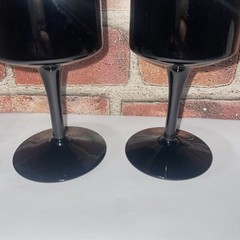 Vintage! Lot Of 2! Lenox Venture Black W Platinum Trim Water Goblet & Wine Glass