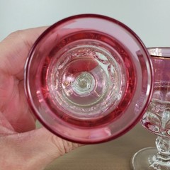 Tiffin Glass Kings Crown Thumbprint Ruby Red Flash Small Juice Glasses