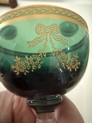 3 Tiffin Vintage Bouquet Green – Gold Encrusted LIQUEUR Glassware
