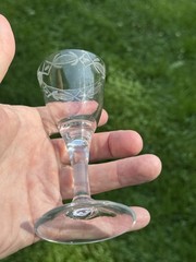 Antique 18th Century Engraved Blown Flint Glass Wine Or Ale Glass 1780