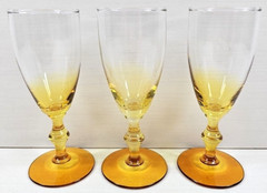 (3) Libbey Forever Amber Whiskey Sour Glasses Set Clear Yellow Stemware MCM Lot