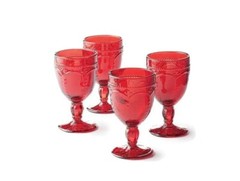 Princess House MARBELLA Ruby Pedestal Glasses (set of 4) – 3272 New In Box